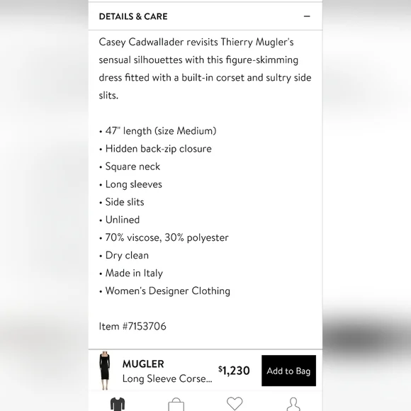 NEW Mugler‎ Black Long Sleeve Corset Sheath Midi Dress S - Picture 8 of 8